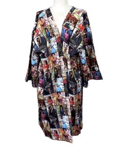 Magazine Cover Collage Kimono Gown OK112W MULTI